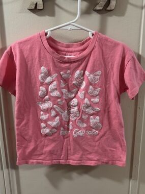 GAP Pink Short-Sleeve Tee with White Butterfly Print
